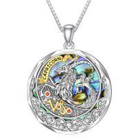 TOUPOP Sterling Silver Garnet Abalone Capricorn Zodiac Constellation Pendant Necklace-undefined