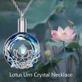 wholesale 925 Sterling Silver Blue Crystal Lotus Flower Keepsake Pendant Necklace with Funnel and Fill Tool - Memorial s for Women-0-1