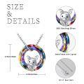 wholesale 925 Sterling Silver Cute Pig Pendant Necklace Rainbow Crystal Circle Women Jewelry-0-5