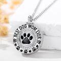 wholesale 925 Sterling Silver Dog Mom Best Ever Paw Print Urn Keepsake Memorial Cremation Jewelry for Women Pets Ashes Holder Locket Necklace Gift-0-3