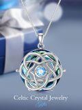 TOUPOP Sterling Silver Crystal Celtic Knot Necklace For Women-0-5