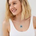 wholesale 925 Sterling Silver Penguin Heart Blue Opal Snowflake Pendant Necklace  for Women-0-4