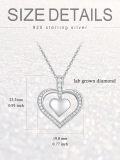 wholesale 925 Sterling Silver Double Layered Cubic Zirconia Open Heart Pendant Necklace for Women-0-4