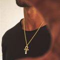 wholesale Gold 925 Sterling Silver Ankh Eye of Horus Pendant Necklace with 24k Gold Plated Wheat Chain-0-5