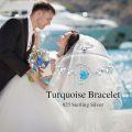 wholesale 925 Sterling Silver Adjustable Heart-Shaped Turquoise and Cubic Zirconia Bolo Bracelet for Women's Gifts-0-4