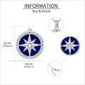 wholesale 925 Sterling Silver Compass Rose with Blue Stone Pendant Necklace-0-4