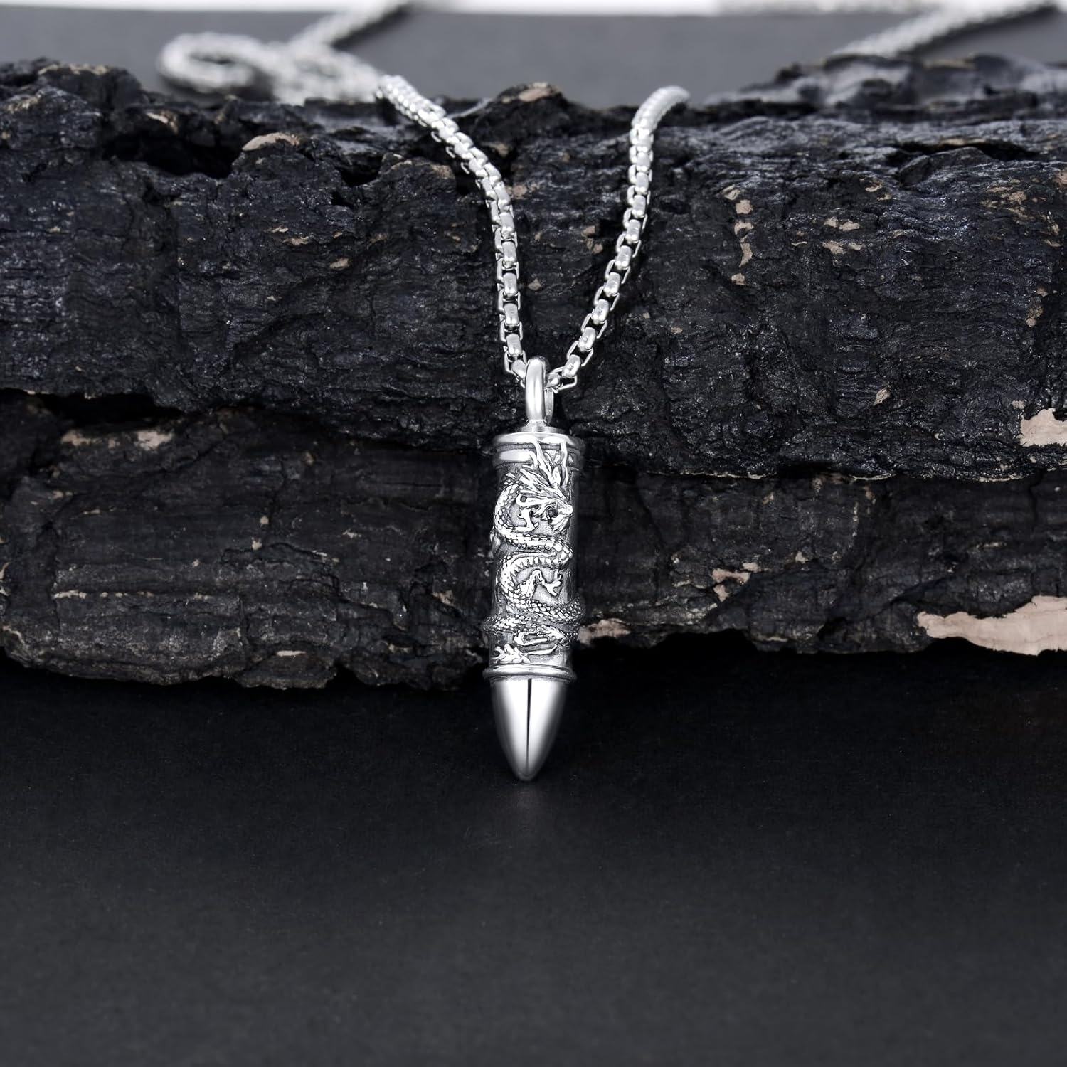 Sterling Silver Ashes Keepsake Necklace with Dragon Butterfly Wolf Tree of Life Eagle Jesus Pendant Urn Jewelry-0-2