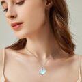 wholesale 925 Sterling Silver Heart-Shaped Opalite Dachshund Pendant Necklace for Women-0-1