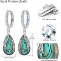 wholesale 925 Sterling Silver Abalone Shell Teardrop Celtic Knot Tree of Life Dangle Hoop Earrings for Women-0-2