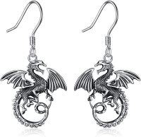 wholesale 925 Sterling Silver Dragon Drop Earrings for Women and Girls-Dangle