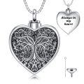 wholesale 925 Sterling Silver Heart Shaped Tree of Life Cremation Pendant Urn Necklace w/Funnel Kit - Always in My Heart Memorial Keepsake Jewelry-0-0