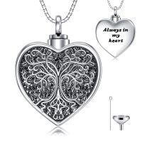 wholesale 925 Sterling Silver Heart Shaped Tree of Life Cremation Pendant Urn Necklace w/Funnel Kit - Always in My Heart Memorial Keepsake Jewelry-6-Tree of Life