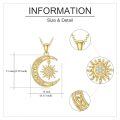 wholesale 14k Gold Celtic Crescent Moon Sun Pendant Necklace With Cubic Zirconia For Women-0-2