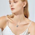 wholesale 925 Sterling Silver Blue Crystal Heart Sloth Pendant Necklace for Women and Men-0-5
