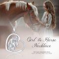 wholesale 925 Sterling Silver Heart-Shaped Horse Head Pendant Necklace - Equestrian s for Women-0-4