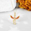 wholesale 14K Gold Red Enamel Phoenix Pendant Necklaces with Cubic Zirconia Stones Gifts for Women-0-3