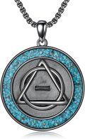 wholesale 925 Sterling Silver Blue Stone Triangle Pendant Freemason Themed Men's Necklace-0-0