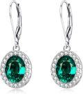 wholesale Sterling Silver Austrian Crystal Oval Halo Leverback Dangle Earrings Hypoallergenic Fine Jewelry Gifts for Women-0-10