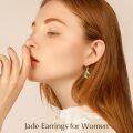 wholesale 14K Gold Plated Sterling Silver Round Natural Jade Earrings for Women-0-1