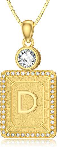 wholesale 925 Sterling Silver A-Z Initial Pendant Necklaces for Women-D