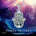 wholesale 925 Sterling Silver Abalone Shell Hamsa Tree of Life Evil Eye Pendant Necklace-0-3