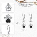 wholesale 925 Sterling Silver Paw Print Dangle Earrings Wholesale With Black And Clear Stones-0-4