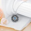 wholesale 925 Sterling Silver Blue Opal Celtic Knot Compass Pendant Necklace for Women-0-1