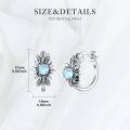 wholesale  Sterling Silver Moonstone Retro Sunflower Rose Feather Cross Butterfly Hoop Earrings for Women Gifts -0-14