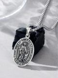 wholesale 925 Sterling Silver Saint Raphael Angel Oval Cross Pendant Necklace -0-2