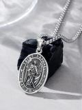 wholesale 925 Sterling Silver Saint Raphael Angel Oval Cross Pendant Necklace -0-2
