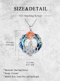 wholesale S925 Sterling Silver & 14K Rose Gold Plated Blue Crystal Rose Mother Necklace for Mom Grandma Gift-0-5