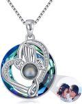 wholesale 925 Sterling Silver Blue Crystal Heart Shape Pendant Necklace with Pearl and Cubic Zirconia - Romantic Gift for Her-0-0