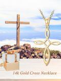 TOUPOP 14K Gold Necklace Women Infinity Heart Rose Sunflower Celtic Cross Pendant-0-4