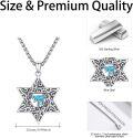 wholesale 925 Sterling Silver Blue Opal Star of David Pendant Necklace Judaica Gifts for Men & Women-0-5