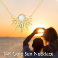 wholesale 14K Gold  White Fire Opal Starburst Sun Necklace for Women Birthday Gift-0-2