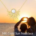 wholesale 14k Gold Opal Sunburst Necklace Wholesale With Lab Diamond Accents On Delicate Chain-0-2