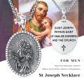 wholesale 925 Sterling Silver St Joseph Pendant Necklace Catholic s for Men & Women-0-5