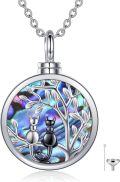 wholesale 925 Sterling Silver Cat Tree of Life Keepsake Pendant with Abalone Shell and Funnel Set - Memorial Jewelry for Women-0-0