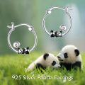wholesale 925 Sterling Silver Panda Bear Bubble Tea Charm Hoop Earrings - Birthday Gift Ideas for Her-0-5