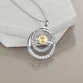 wholesale TOUPOP Sister Gifts From Sister Sterling Silver Double Circle Citrine Pendant Necklace With November Birthstone Jewerly Always My Sister Forever My Friend Birthday Christmas Gifts For Women Friends -0-5
