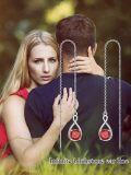 wholesale 925 Sterling Silver Birthstone Threader Earrings Infinity Long Chain Drop Pull Through 12 Stone Birthday Jewelry Gifts for Women-0-23