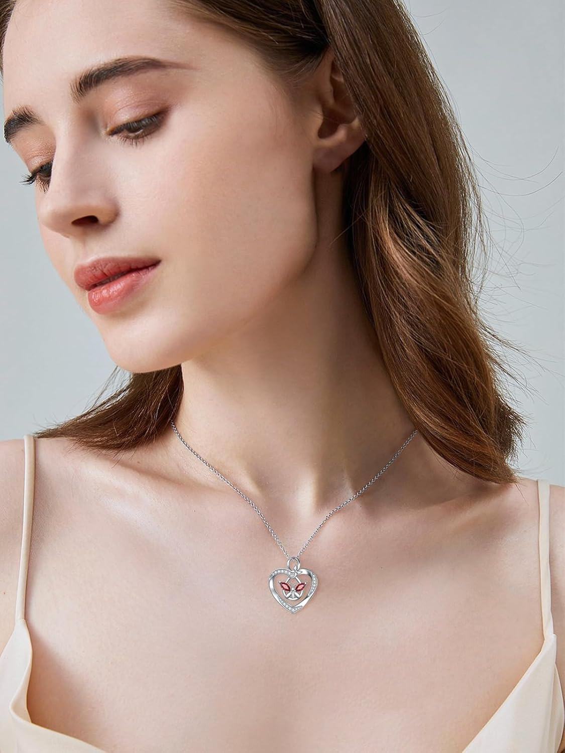 Sterling Silver Butterfly Pendant Necklace for Women Gift for Wife Girlfriend-0-3
