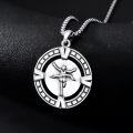 wholesale 925 Sterling Silver Round Pendant with Running Man Motif and Inspirational Message I CAN DO ALL THINGS - Sports-Themed Necklaces for Men & Women-0-1