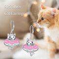 wholesale 925 Sterling Silver Cat Earrings with Pink Enamel and Stars Leverback Moonstone s for Women-0-2