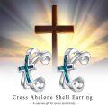 wholesale 925 Sterling Silver Abalone Shell Cross Ear Cuff Non-Pierced Cartilage Clip-On Helix Jewelry-0-5