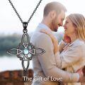 wholesale 925 Sterling Silver Moonstone Celtic Witch Knot Cross Pendant Necklace Pagan Jewelry-0-4