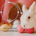 wholesale 925 Sterling Silver Rabbit Moon Charm Adjustable Bracelet Gift for Women Girls Jewelry Accessories-0-3