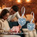 wholesale 925 Sterling Silver Blue Turquoise Heart Drop Earrings-0-3