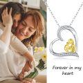wholesale 925 Sterling Silver Mother and Child Heart-Shaped Pendant Necklace with Cubic Zirconia Stones for Moms & Grandma-0-5