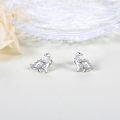 wholesale 925 Sterling Silver Stegosaurus Stud Earrings with Cubic Zirconia Stones for Women Girls-0-3